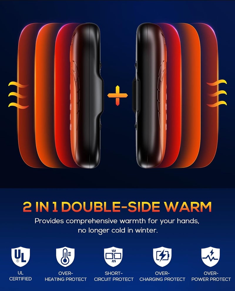 GUKAUT Hand Warmers Rechargeable, 2 Pack 6000mAh Electric Portable Heater, 20 Hrs Long Heating Hot Pockets Hand Warmer, Hunting Gear, Gifts for Women, Men, Raynauds, Camping, Golf, Outdoors - Image 4